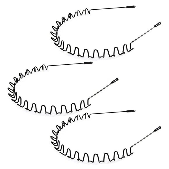 ⚡Men D-New 3pcs Metal Fashion Unisex Wavy Outdoor Sports Simple Elastic Headband - Picture 1 of 6